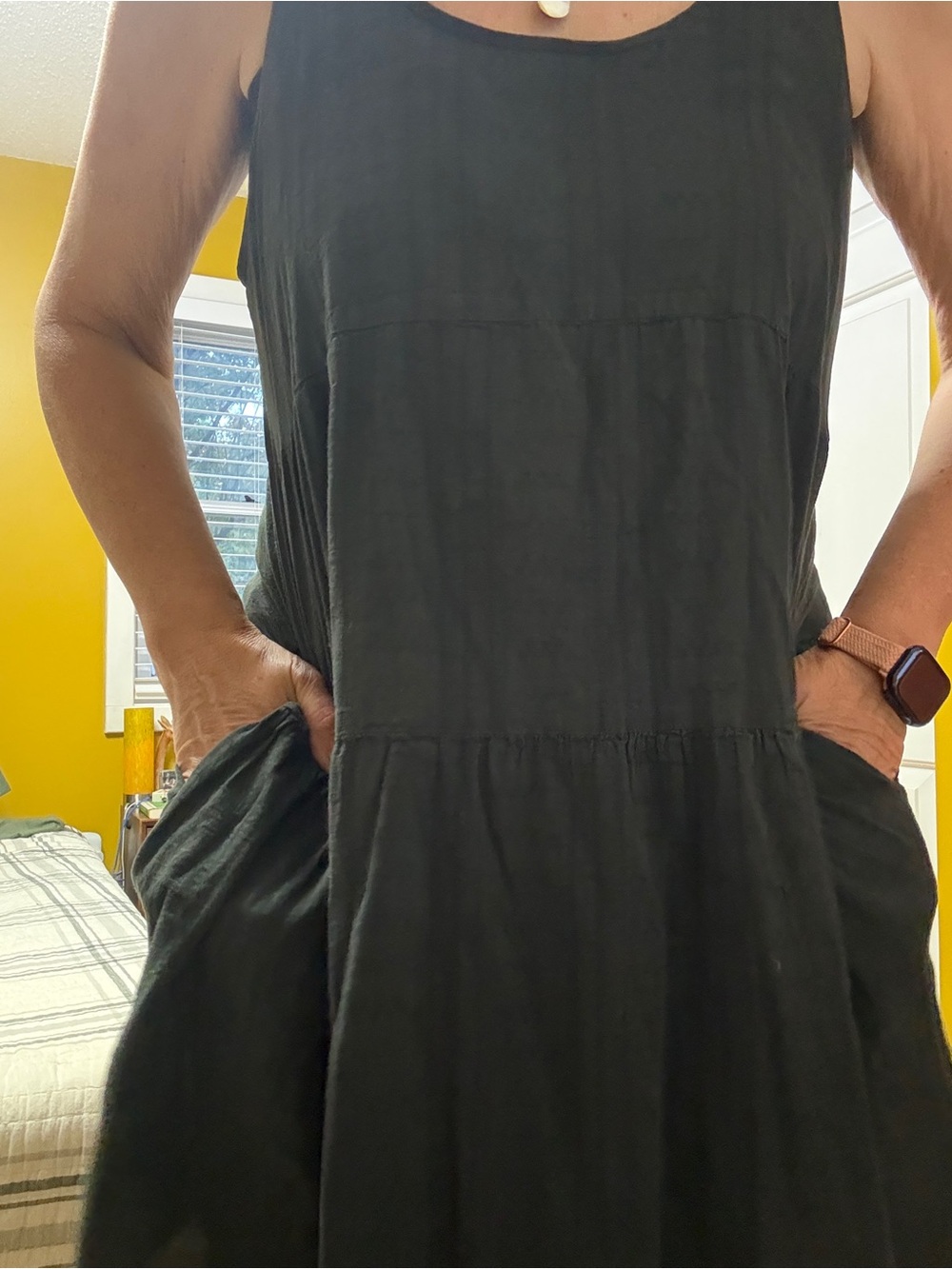J Crew XL tiered mini dress in black